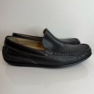 Ecco Black Leather Classic Moc Toe Leather Loafer Shoe Slip On Men Size 42 8-8.5
